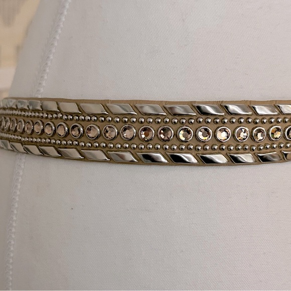 Rare!!! Designer Kippys Swarovski Rhinestone Tan Leather Belt Country Western main image 4
